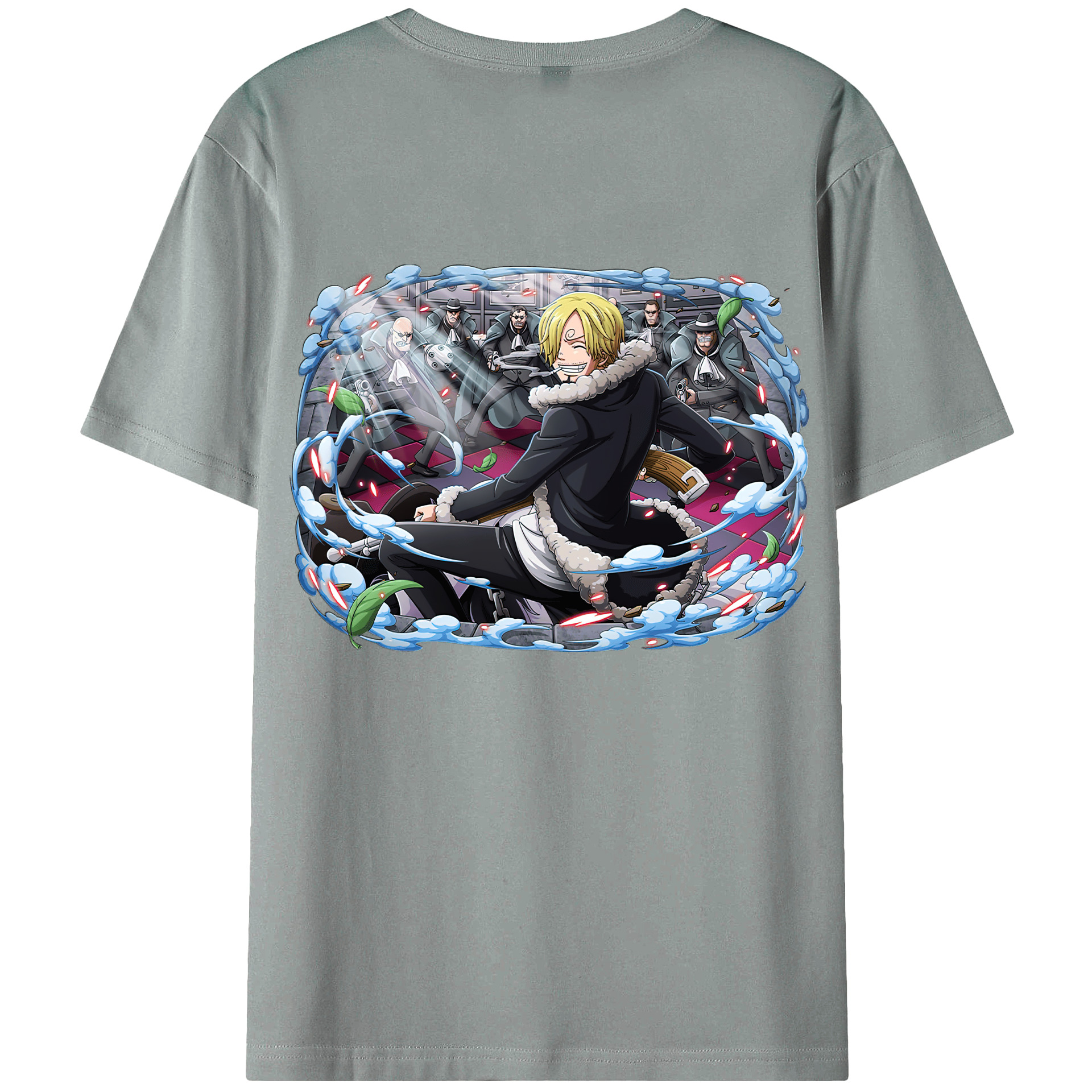 （画像用） ワンピース サンジ ONE PIECE Sanji 綿100％ メンズ半袖Tシャツ（バックプリント） 通気性